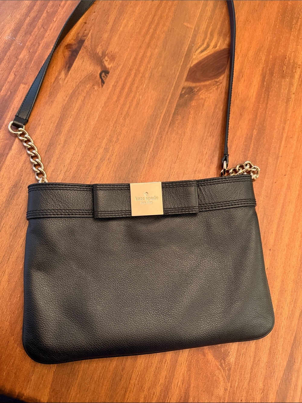 kate spade Black Pebbled Leather Crossbody with Gold Hardware